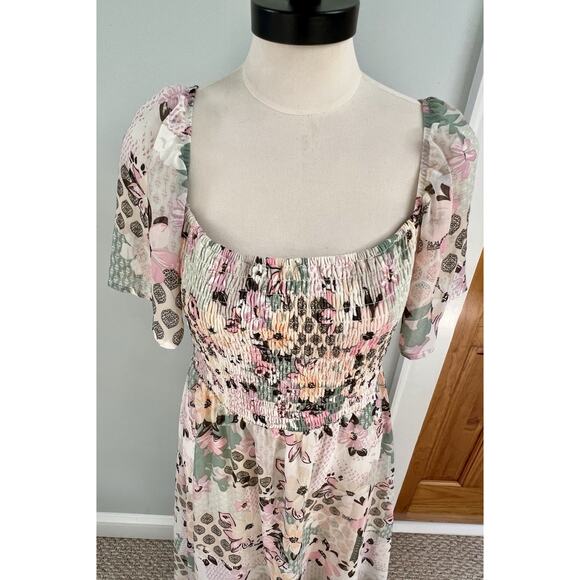 Lily Rose Dress Smocked High Low Floral Fairy Romantic Soft LG - Picture 3 of 10